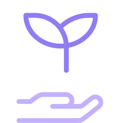 Illustration einer grünen Pflanze auf einer Hand